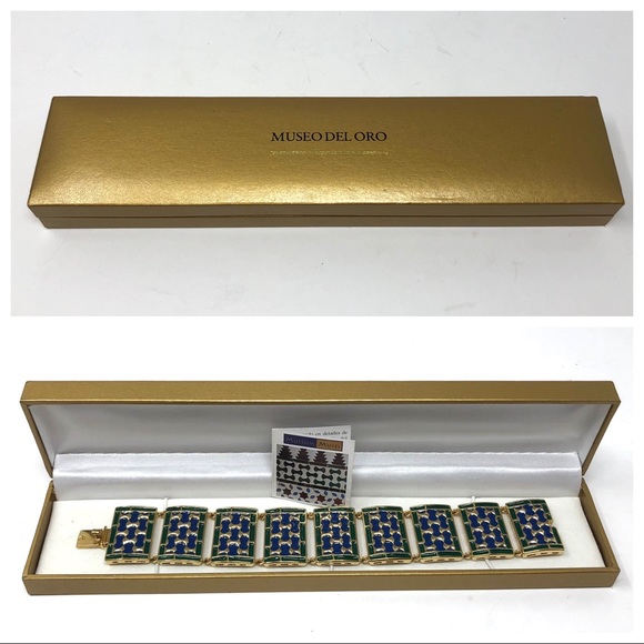 sterling silver/enamel/18K gold finish bracelet 68.7g